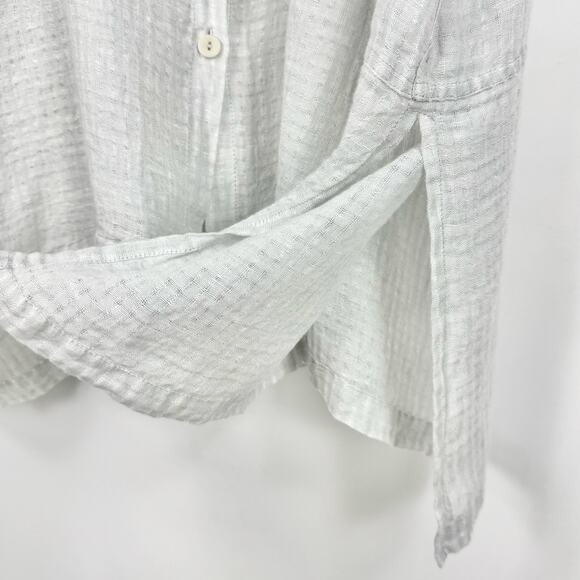 Flax Women's 100% Linen Button Down Tunic Dress Large Light Gray Lagenlook - Picture 8 of 12